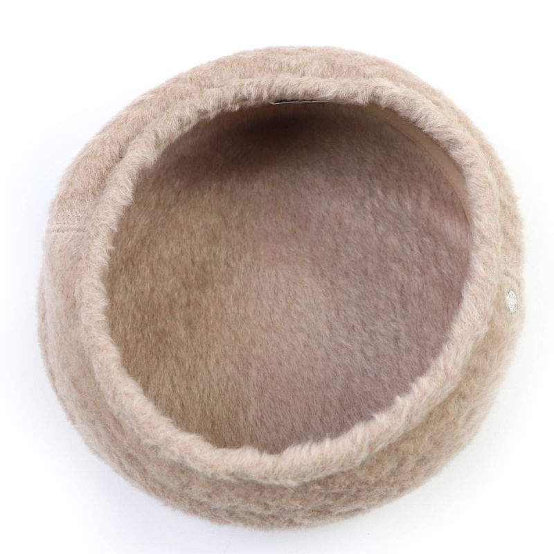 Hermes Saint Honore Alpaca Wool Silver Hardware Serie Hardware Beret Beige 57