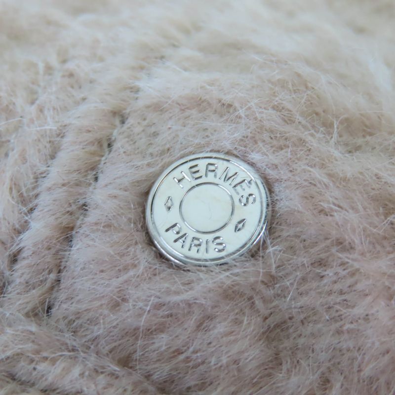 Hermes Saint Honore Alpaca Wool Silver Hardware Serie Hardware Beret Beige 57