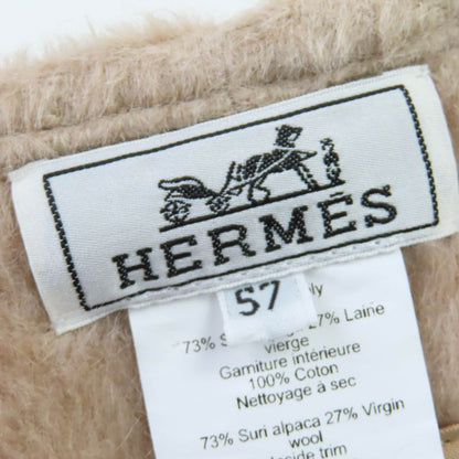 Hermes Saint Honore Alpaca Wool Silver Hardware Serie Hardware Beret Beige 57