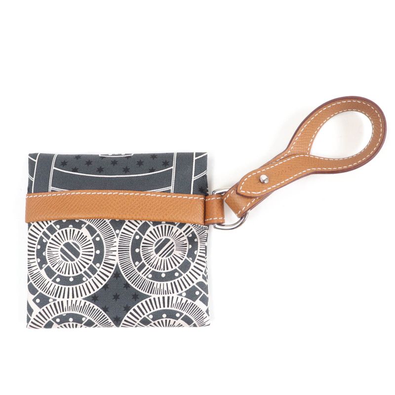 Hermes Avec Soie Airpods Pro Case Silk Leather Use Pouch Small Bag Grayish