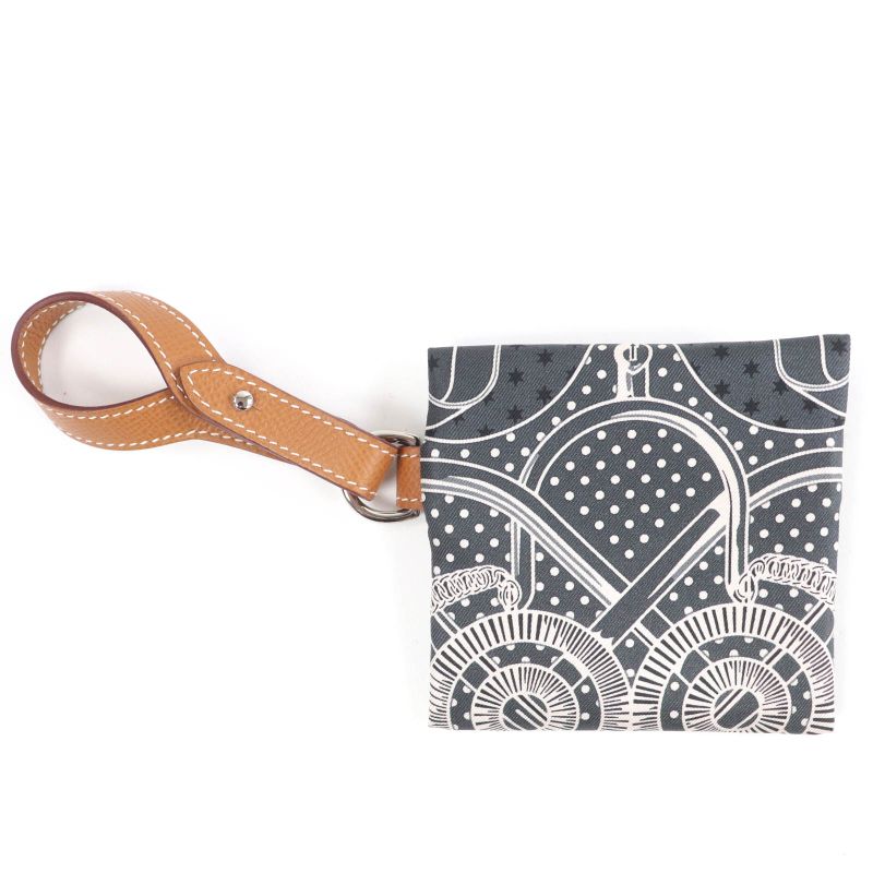 Hermes Avec Soie Airpods Pro Case Silk Leather Use Pouch Small Bag Grayish