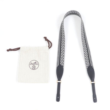 Hermes Bandouliere Sangle Kaval Togo Shoulder Strap Canvas Leather Use Black