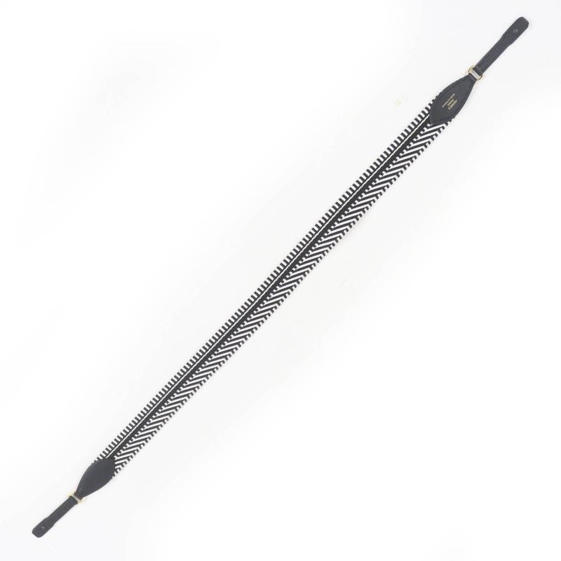 Hermes Bandouliere Sangle Kaval Togo Shoulder Strap Canvas Leather Use Black