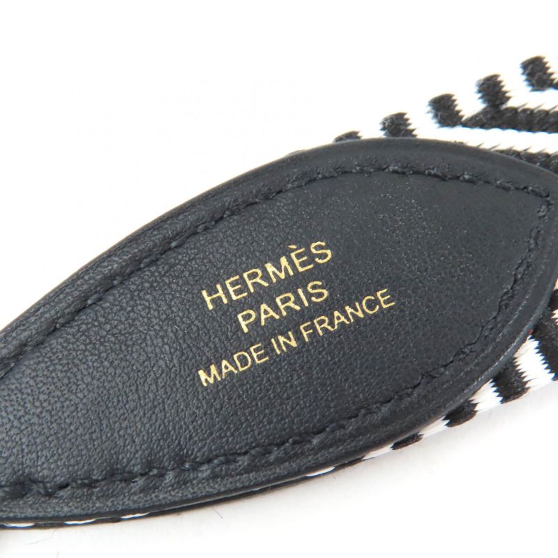 Hermes Bandouliere Sangle Kaval Togo Shoulder Strap Canvas Leather Use Black