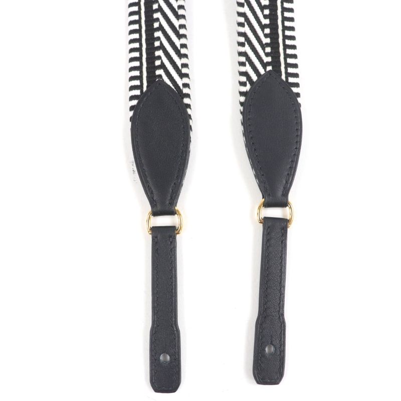 Hermes Bandouliere Sangle Kaval Togo Shoulder Strap Canvas Leather Use Black