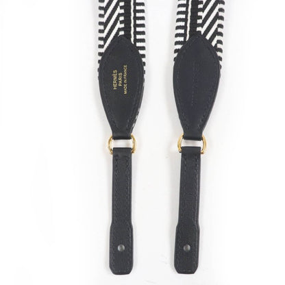 Hermes Bandouliere Sangle Kaval Togo Shoulder Strap Canvas Leather Use Black