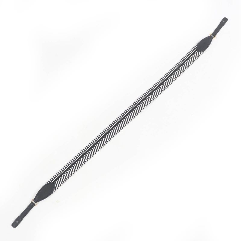 Hermes Bandouliere Sangle Kaval Togo Shoulder Strap Canvas Leather Use Black