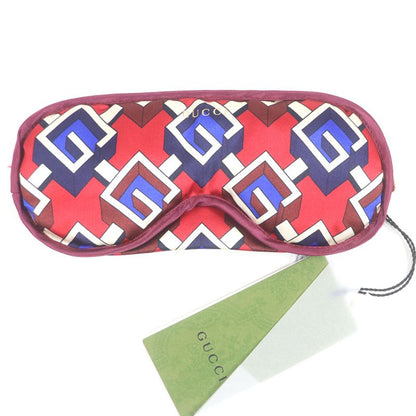 Gucci 662431 100% Silk Geometric G Eye Mask Neck Pillow Slippers Travel Set Red