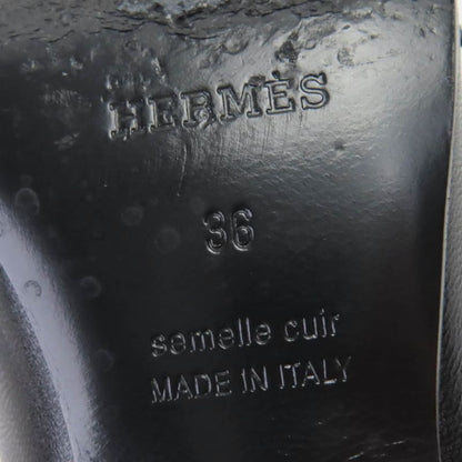 Hermes Infini Silver Hardware Strap Suring Back Leather Pumps Black 36 With Box