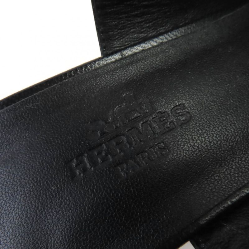 Hermes Infini Silver Hardware Strap Suring Back Leather Pumps Black 36 With Box