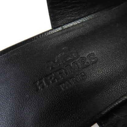 Hermes Infini Silver Hardware Strap Suring Back Leather Pumps Black 36 With Box