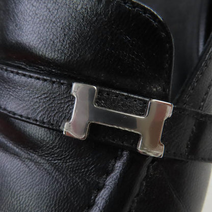 Hermes Infini Silver Hardware Strap Suring Back Leather Pumps Black 36 With Box