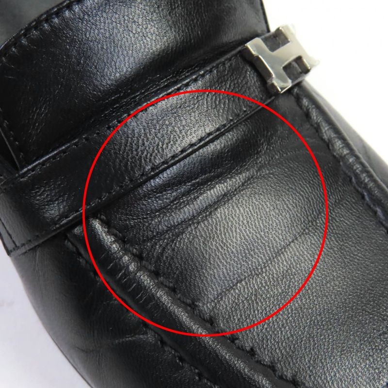 Hermes Infini Silver Hardware Strap Suring Back Leather Pumps Black 36 With Box