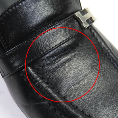 Hermes Infini Silver Hardware Strap Suring Back Leather Pumps Black 36 With Box