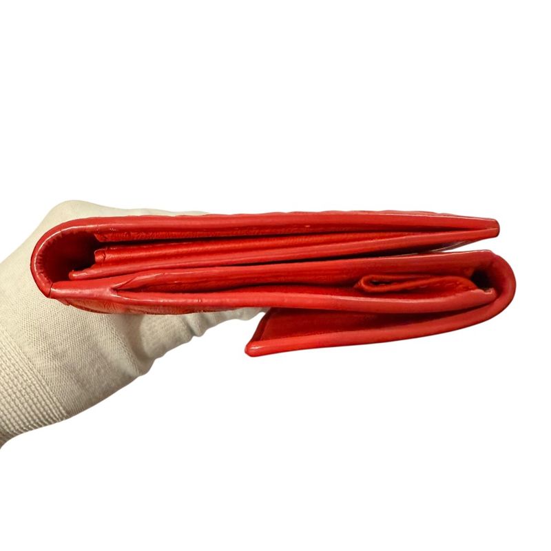 Good Bottega Veneta Intrecciato Leather Fold Long Wallet Long Wallet Red Men's