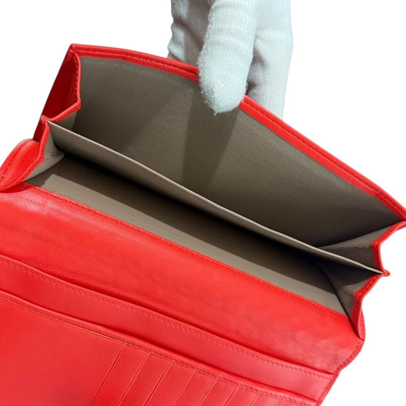 Good Bottega Veneta Intrecciato Leather Fold Long Wallet Long Wallet Red Men's