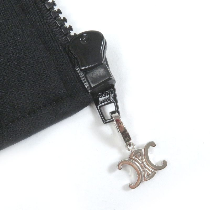 Celine 2y949435s Triomphe Zip Leopard Pattern Covered Track Jacket Jersey Black