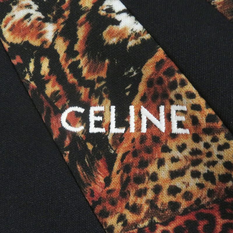 Celine 2y949435s Triomphe Zip Leopard Pattern Covered Track Jacket Jersey Black