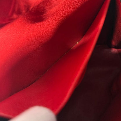 Good Celine Vintage Leather Circle Logo Handbag Red Ladies Secondhand Used