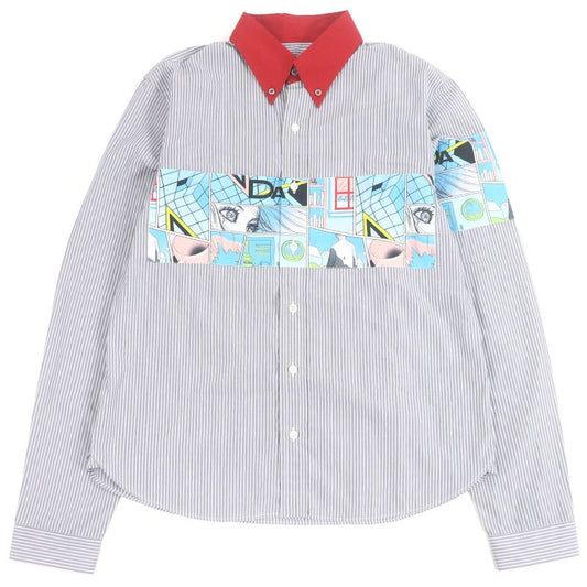 Prada Ucn167 100% Cotton Stripe Comic Design Long Sleeve Long Sleeve Shirt