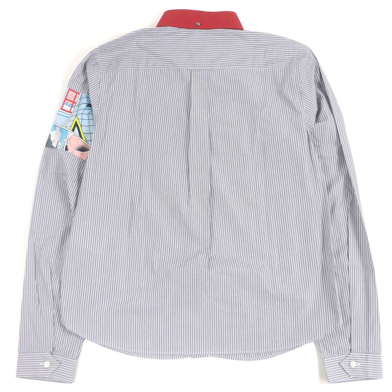 Prada Ucn167 100% Cotton Stripe Comic Design Long Sleeve Long Sleeve Shirt