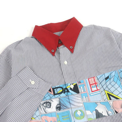 Prada Ucn167 100% Cotton Stripe Comic Design Long Sleeve Long Sleeve Shirt
