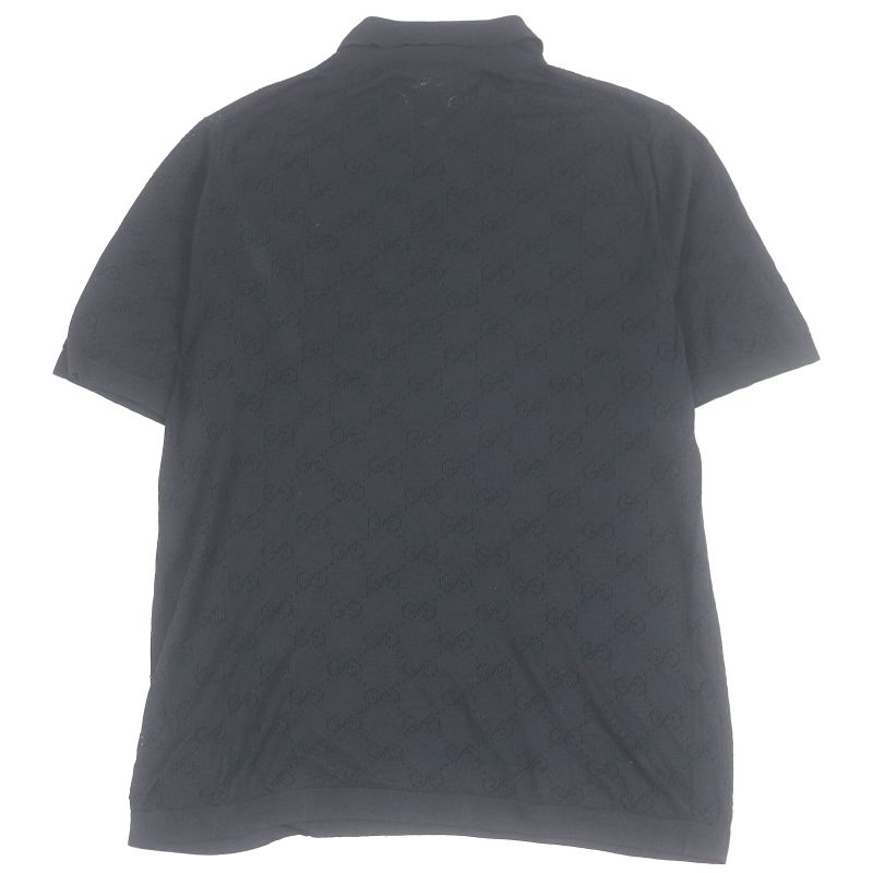 Gucci 100% Silk GG Logo Allover Light Hand Short Sleeve Short Sleeve Knit Polo