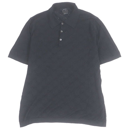 Gucci 100% Silk GG Logo Allover Light Hand Short Sleeve Short Sleeve Knit Polo