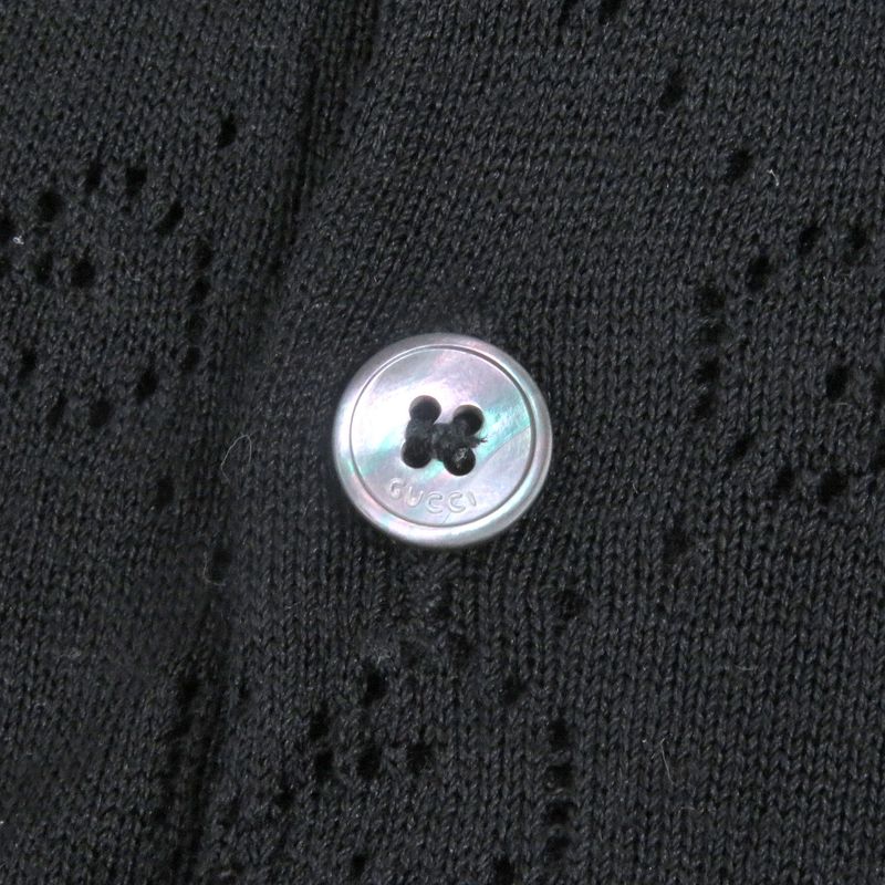 Gucci 100% Silk GG Logo Allover Light Hand Short Sleeve Short Sleeve Knit Polo