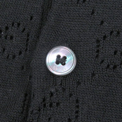 Gucci 100% Silk GG Logo Allover Light Hand Short Sleeve Short Sleeve Knit Polo