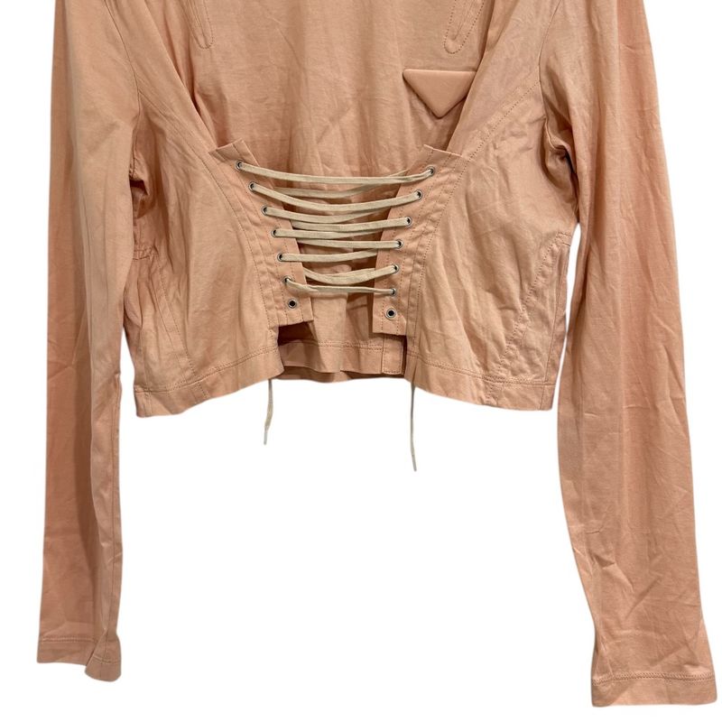 22ss Prada Long Sleeve Triangle Logo Short Length T-Shirt Cut and Sewn S Orange