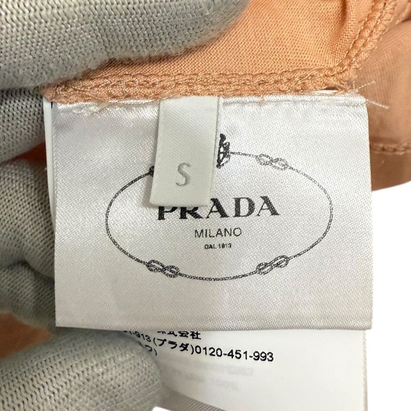 22ss Prada Long Sleeve Triangle Logo Short Length T-Shirt Cut and Sewn S Orange