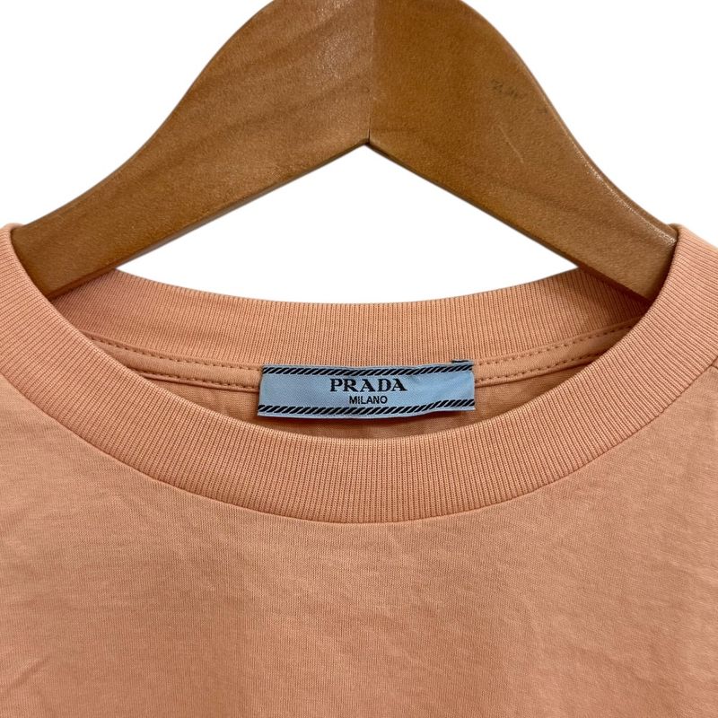 22ss Prada Long Sleeve Triangle Logo Short Length T-Shirt Cut and Sewn S Orange
