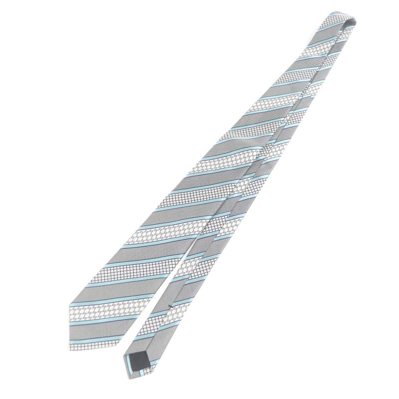 Gucci Silk Cupro Interlocking G Regimental Stripe Tie Black With Box Made In