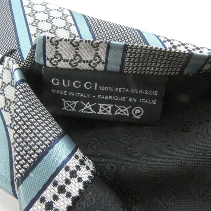 Gucci Silk Cupro Interlocking G Regimental Stripe Tie Black With Box Made In