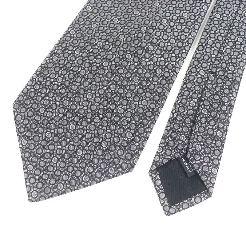Gucci 100% Silk G Logo Dots All Over Wide Tie Gray With Store Bag