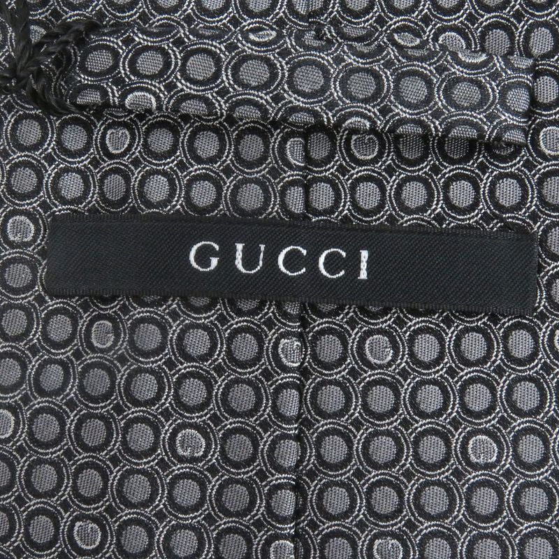 Gucci 100% Silk G Logo Dots All Over Wide Tie Gray With Store Bag