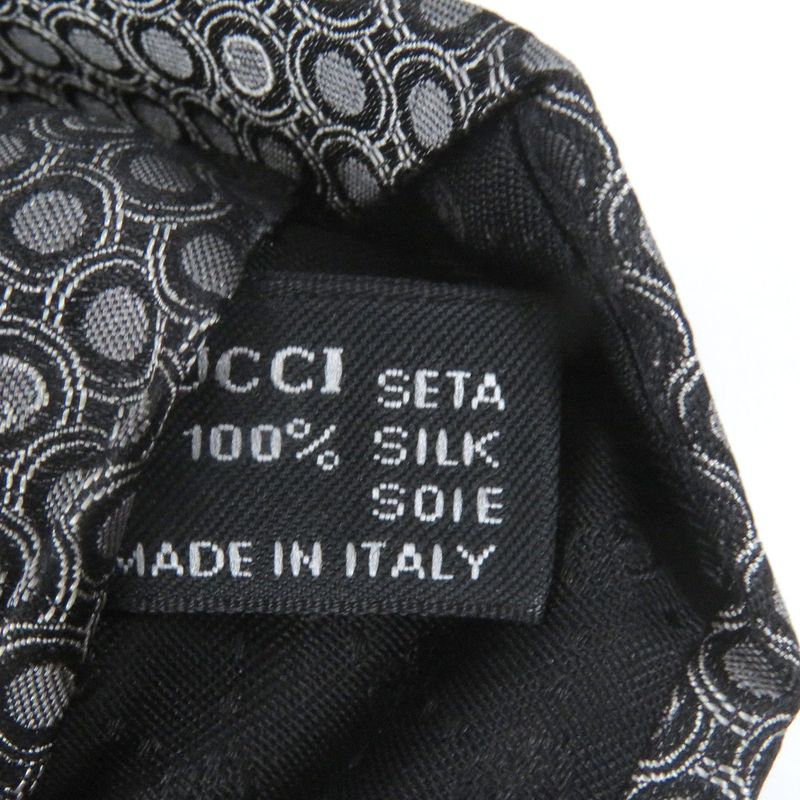 Gucci 100% Silk G Logo Dots All Over Wide Tie Gray With Store Bag