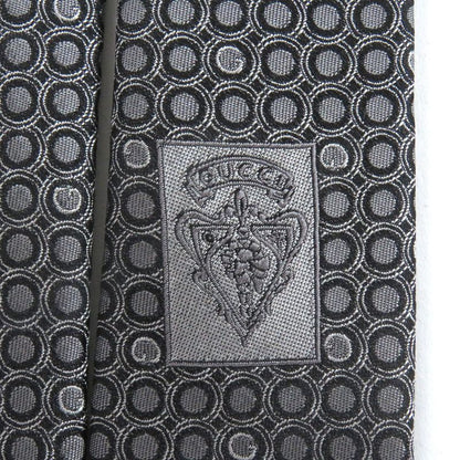 Gucci 100% Silk G Logo Dots All Over Wide Tie Gray With Store Bag