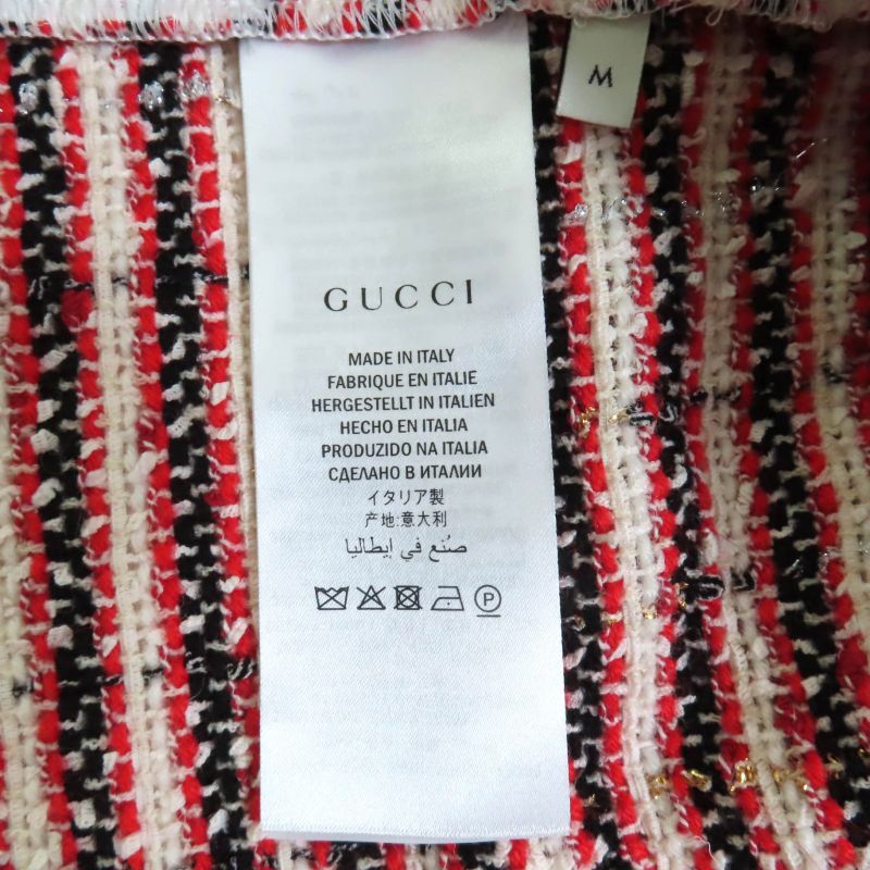 Gucci 502126-x9n23 Cotton Webline Sweatshirt With Tweed Switch Dress Red M