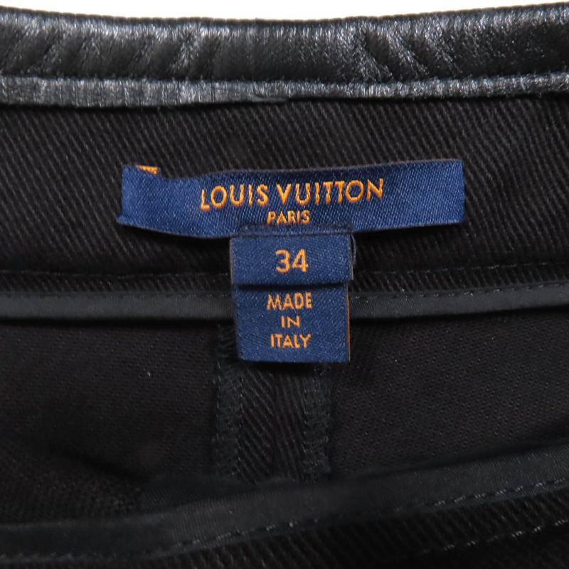 Louis Vuitton 23SS Lamb Leather Piping LV Plate Logo Button Shorts Black 34