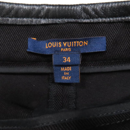 Louis Vuitton 23SS Lamb Leather Piping LV Plate Logo Button Shorts Black 34