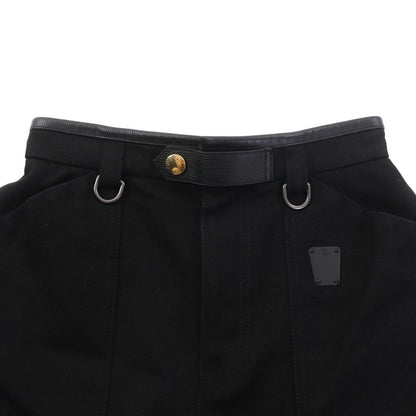 Louis Vuitton 23SS Lamb Leather Piping LV Plate Logo Button Shorts Black 34