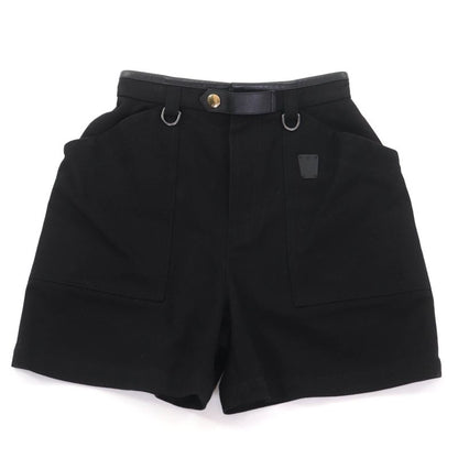 Louis Vuitton 23SS Lamb Leather Piping LV Plate Logo Button Shorts Black 34