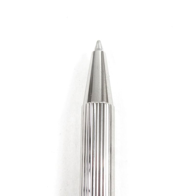 Cartier Must De Cartier Deadstock Stripe Pattern Twist Ballpoint Pen Silver