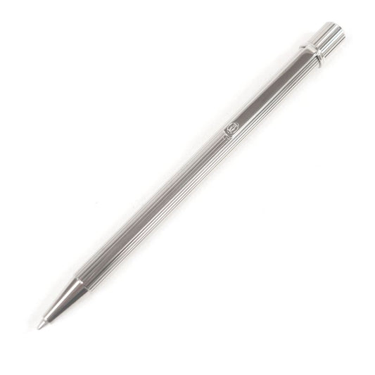 Cartier Must De Cartier Deadstock Stripe Pattern Twist Ballpoint Pen Silver