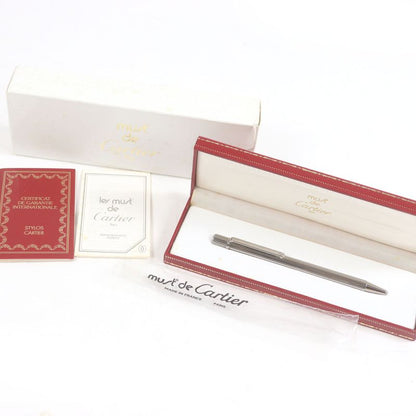 Cartier Must De Cartier Deadstock Stripe Pattern Twist Ballpoint Pen Silver