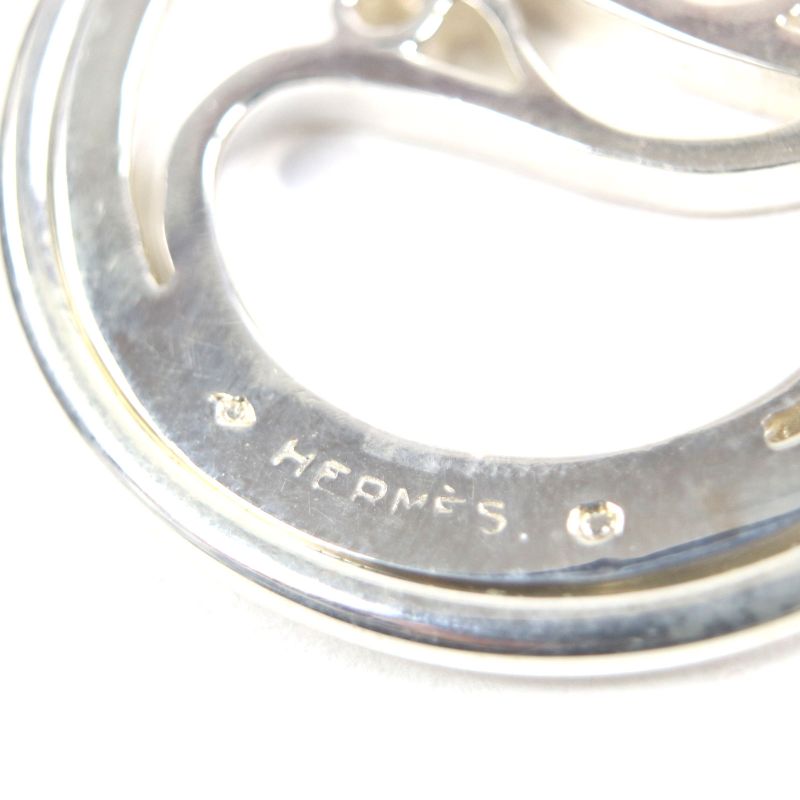 Hermes Cheval Charm Metal Horse Motif Horse Round Key Holder Bag Charm Silver