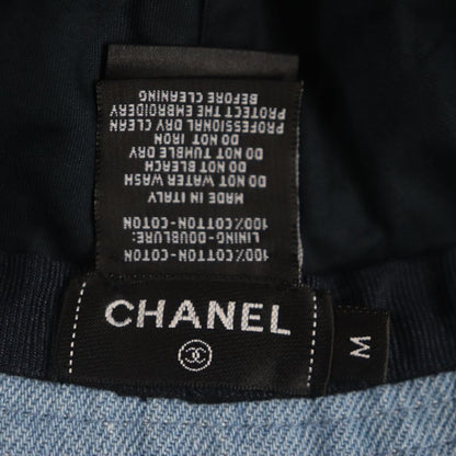 CHANEL 22P 100% Cotton Sequined Logo Denim Hat Bucket Hat Ice Blue M Genuine