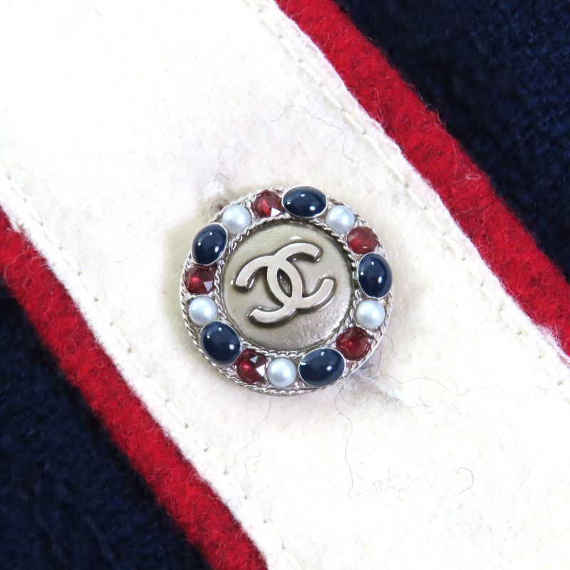 CHANEL P51806 Wool Silk Coco Button Short Length Short Sleeve Wool Tweed Jacket